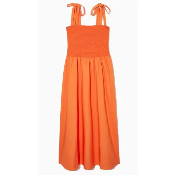 cos orange dress COS Women's Sleeveless Bubble-Hem Midi Dress in Orange
